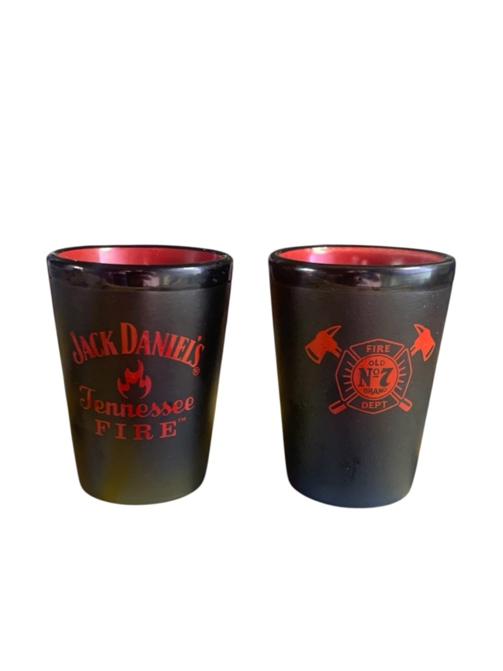 Jack Daniel's Tennessee Fire Black & Red Fire Department Themed Shot Glass Set